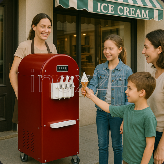 Παγωτομηχανή Γερμανική 2+1 mix Παραγωγή 25 lt/h Retro - Image 2