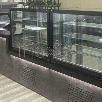 Βιτρίνα θερμαινόμενη ζαχαροπλαστείου με επένδυση κόριαν ξύλου  ύψος 120 -35% εξοικονόμηση ενέργειας ATS