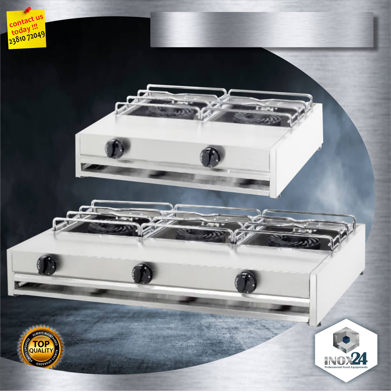 Εστία αερίου επιτραπέζια ∅45 2 ή 3 εστιών ανοξείδωτη Vimitex