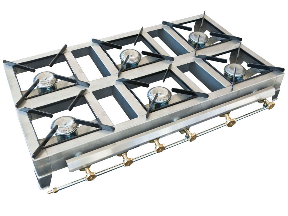 Εστία Αερίου εξαπλή inox Βαρέως τύπου υψηλής πίεσης Φ180mm