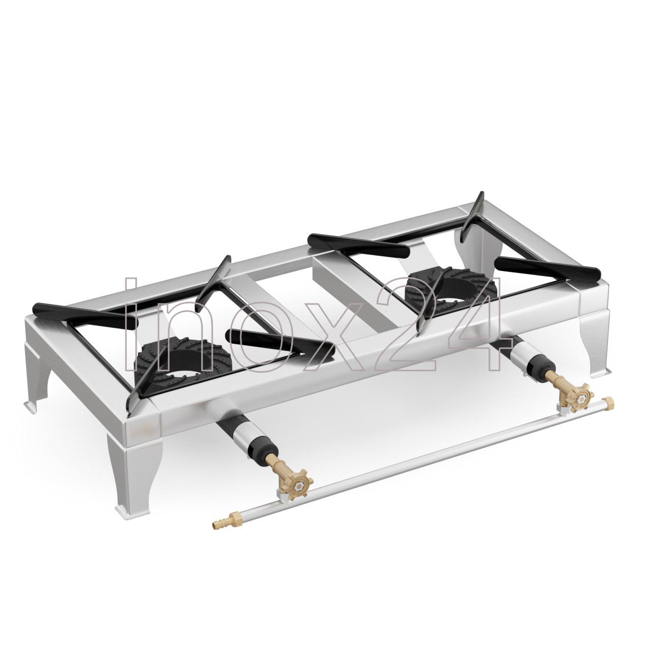 Φλόγιστρο Εστία Αερίου-Υγραερίου 2πλή Χαμηλής Πίεσης Μαντεμένιο ΙΝΟΧ