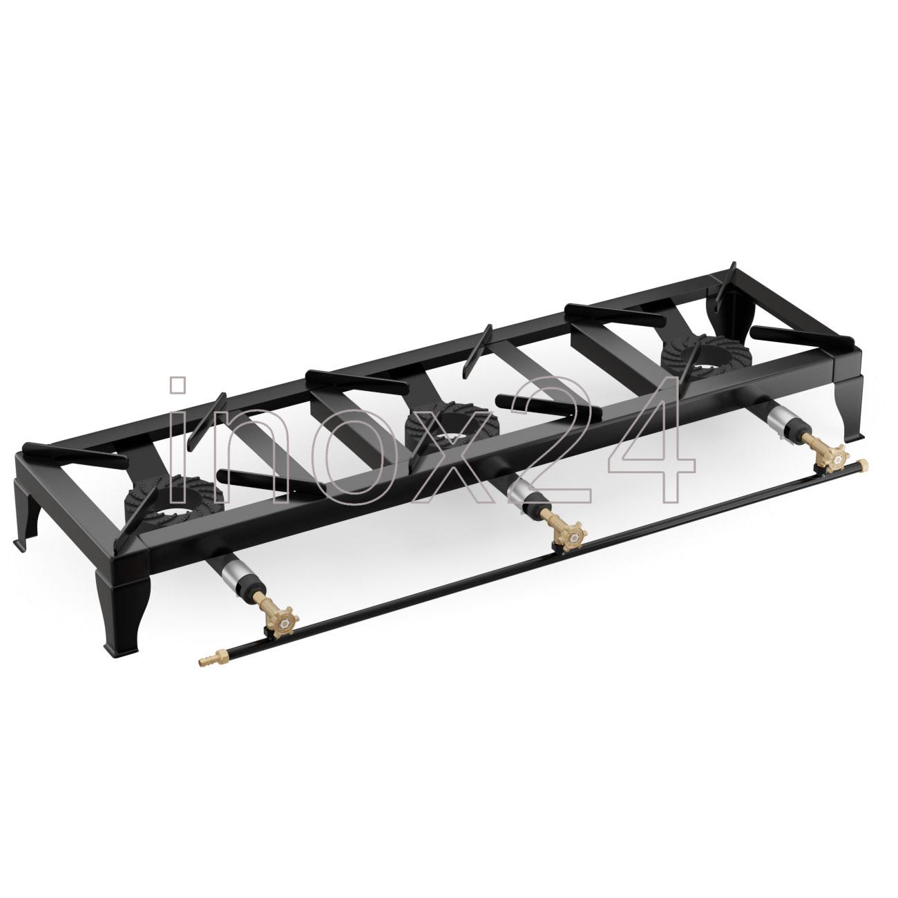 Φλόγιστρο Εστία Αερίου-Υγραερίου 3πλή Χαμηλής Πίεσης Μαντεμένιο ΜΑΥΡΟ