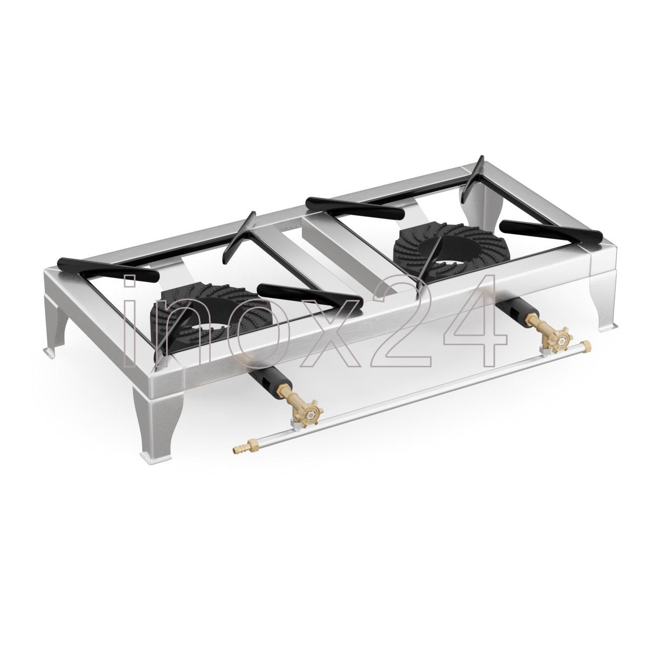 Φλόγιστρο Εστία Αερίου-Υγραερίου 2πλή Χαμηλής Πίεσης Μαντεμένιο ΙΝΟΧ