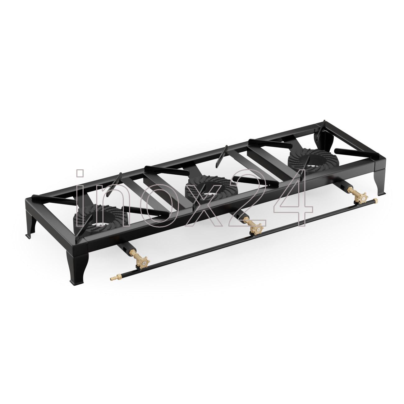 Φλόγιστρο Εστία Αερίου-Υγραερίου 3πλή Χαμηλής Πίεσης Μαντεμένιο ΜΑΥΡΟ