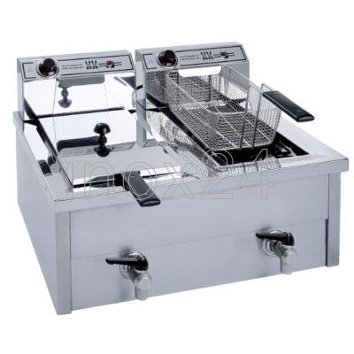 Φριτέζα ηλεκτρική διπλή 8+8lt Ελληνική με βρυσάκι M&M