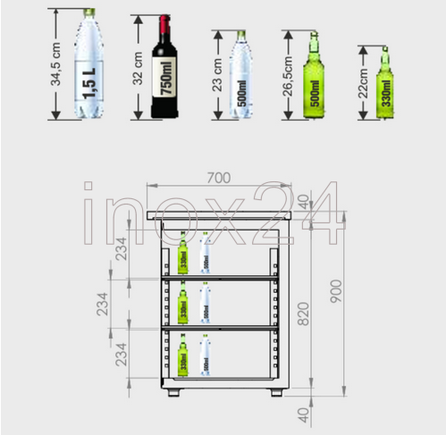 Ψυγείο Πάγκος για μπουκάλια με πόρτες Υ100cm-INOX24 - Image 6