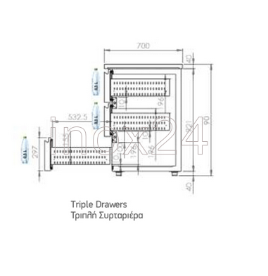 Ψυγείο Πάγκος για μπουκάλια με πόρτες Υ100cm-INOX24 - Image 5